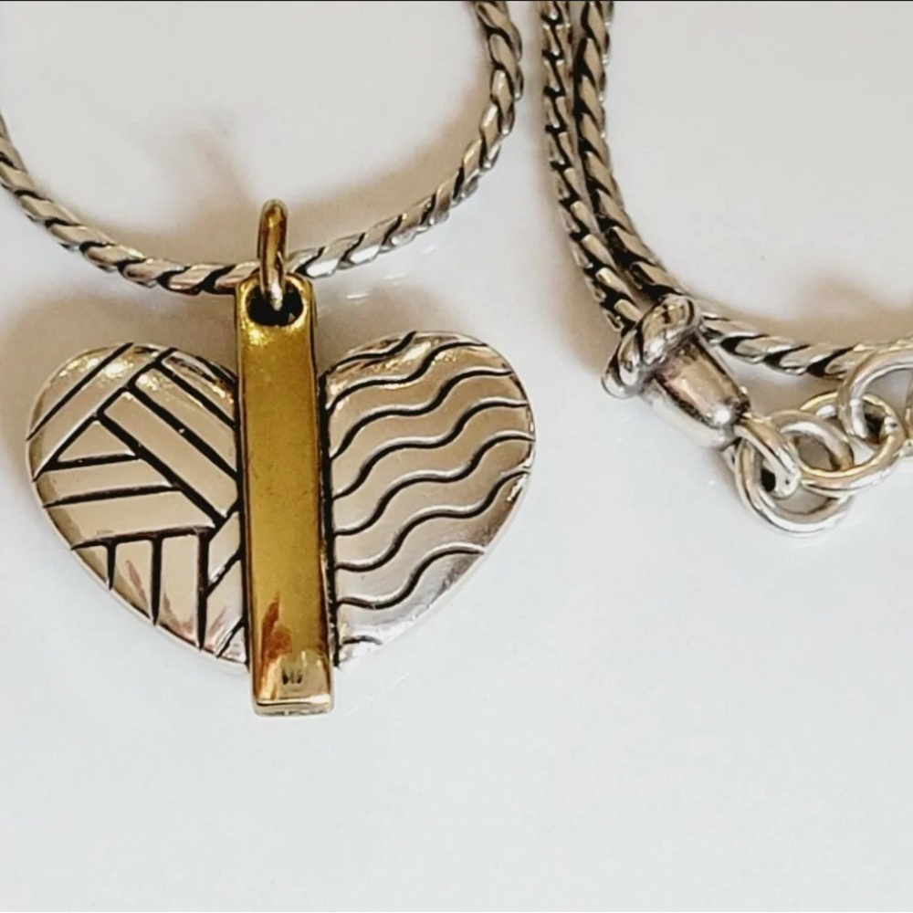 Brighton Necklace Pendant Heart With Gold Tone Center Strip 0217 33$